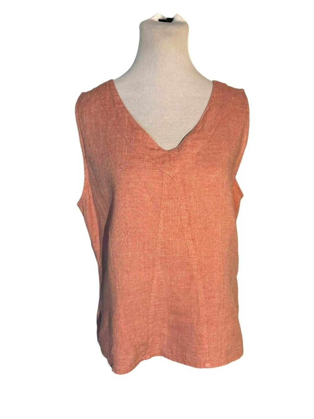 Flax Sleeveless V-Neck 100% Linen Top Size M